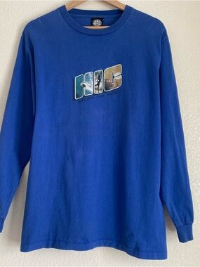 Vintage HIC enjoy the ride printed graphic long sleeve t-shirt, blue, L